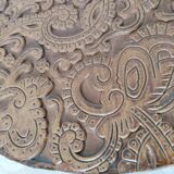 Vintage round table, tripod, carved wood