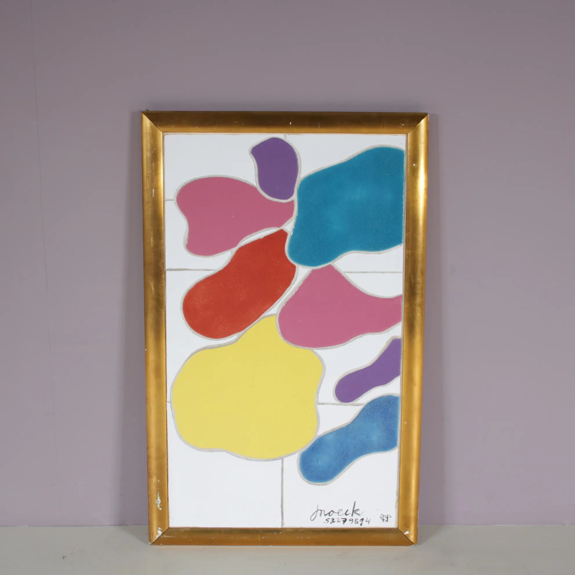 Framed ceramic artwork from the 1990s by Jan Snoeck, Netherlands.