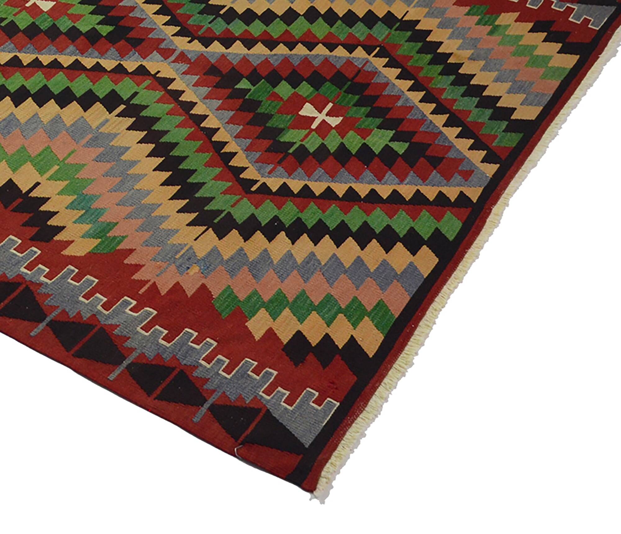 Vintage Turkish Kilim Co Coloured Turkish 175x247 cm Handwoven Bohemian Spirit