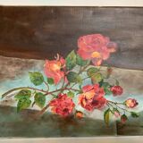Tableau fleurs huile sur toile signée