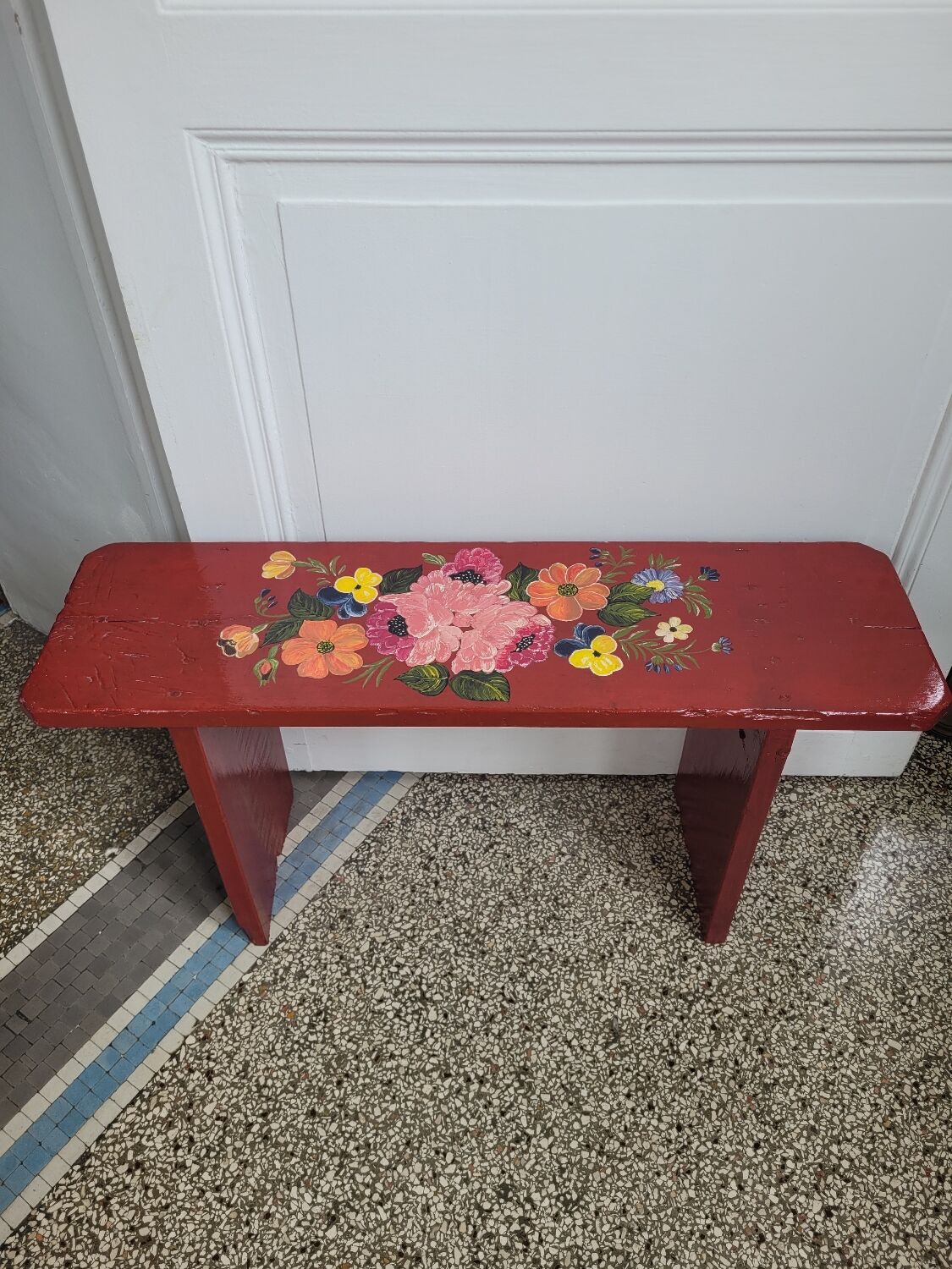 Bench with flowery decorations