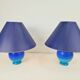 Lampes de table sphériques en céramique bleue vintage, années 1970, ensemble de 2