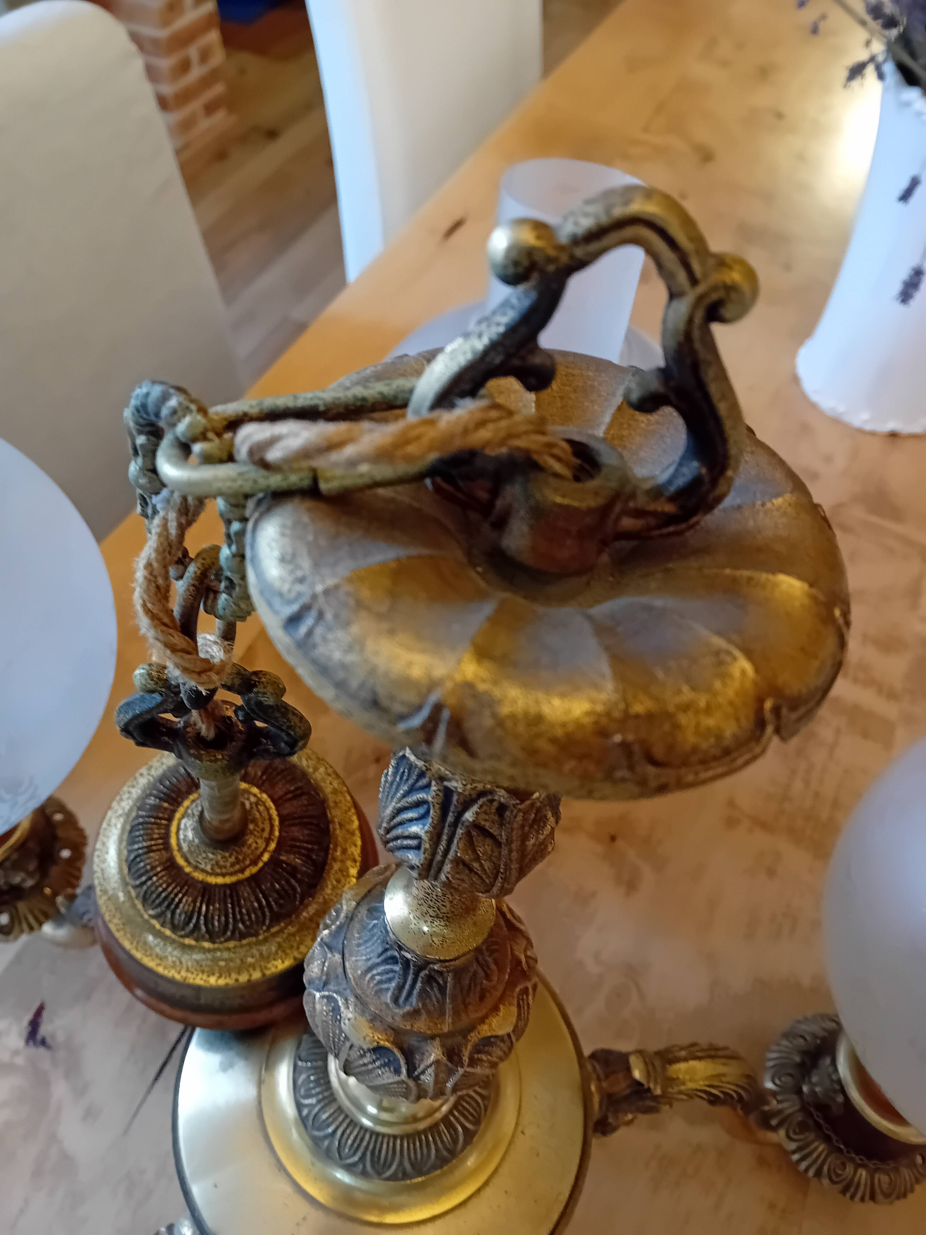 Bronze and brass chandelier