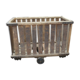 Former factory cart on metal and wood wheels 1950