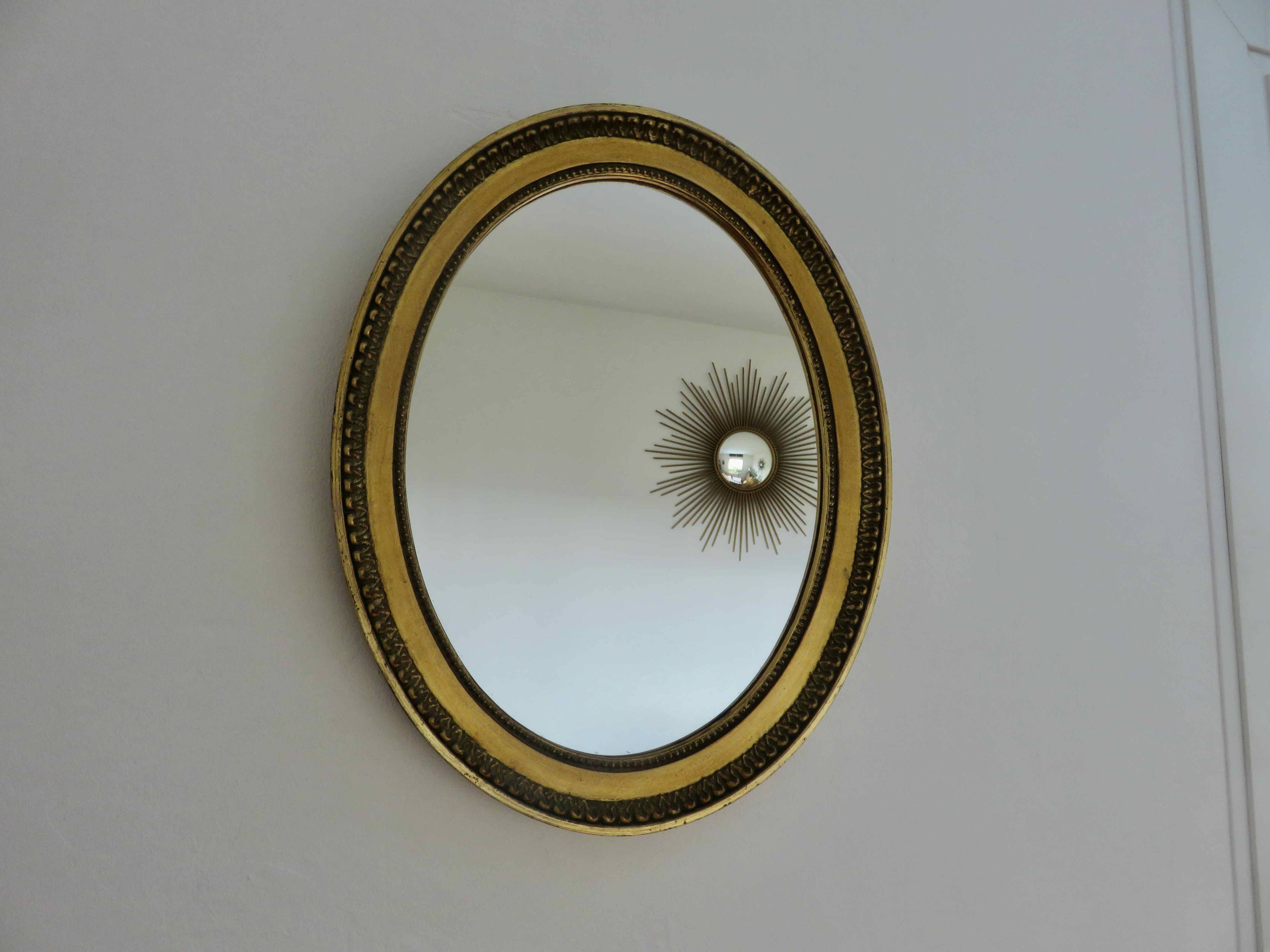 Louis Philippe oval gold wall mirror, 1950s