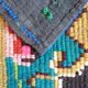 Bohemian blue handwoven carpet with roses made in Romania