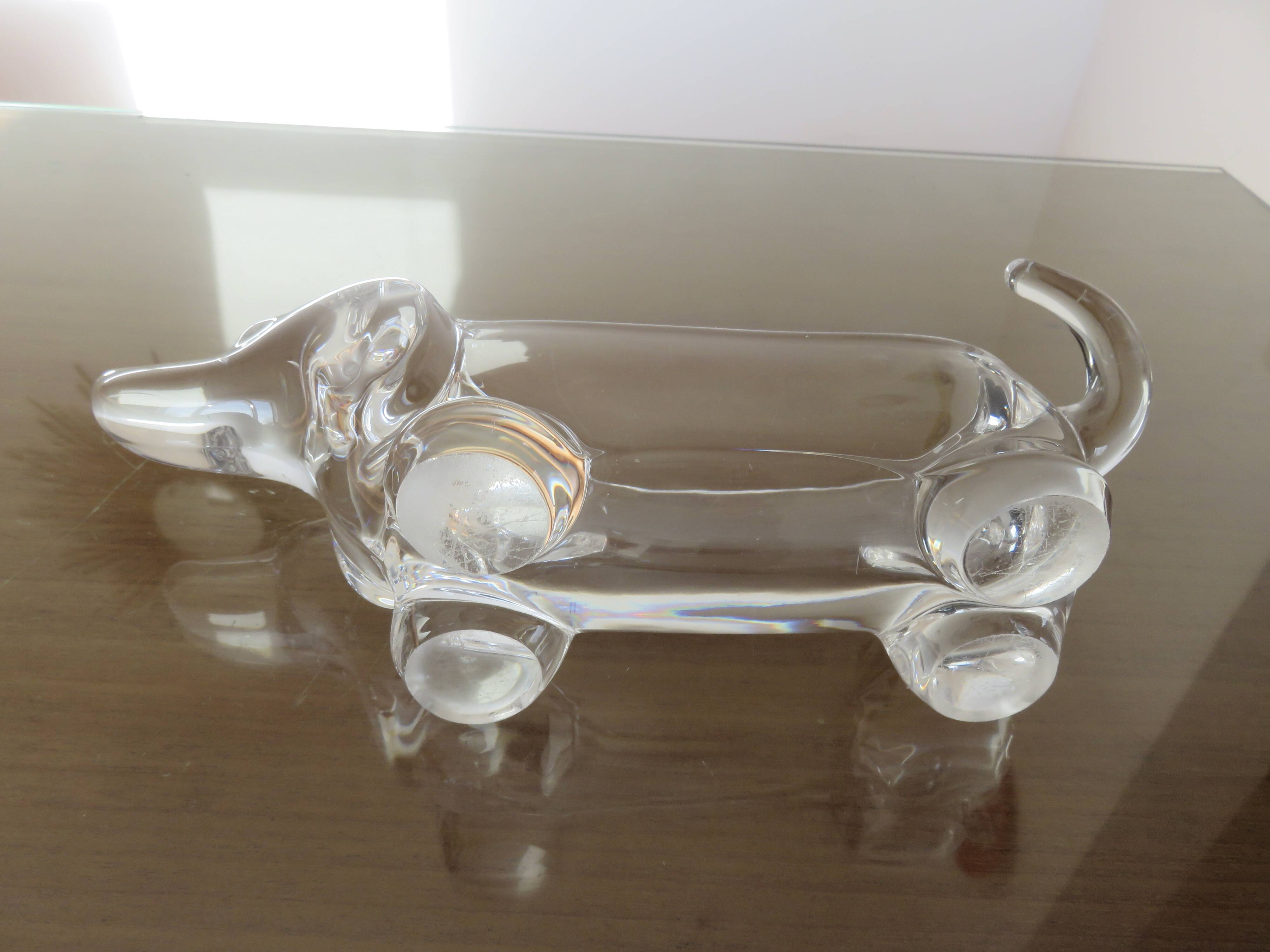 Crystal "dachshund" catchall, 1970