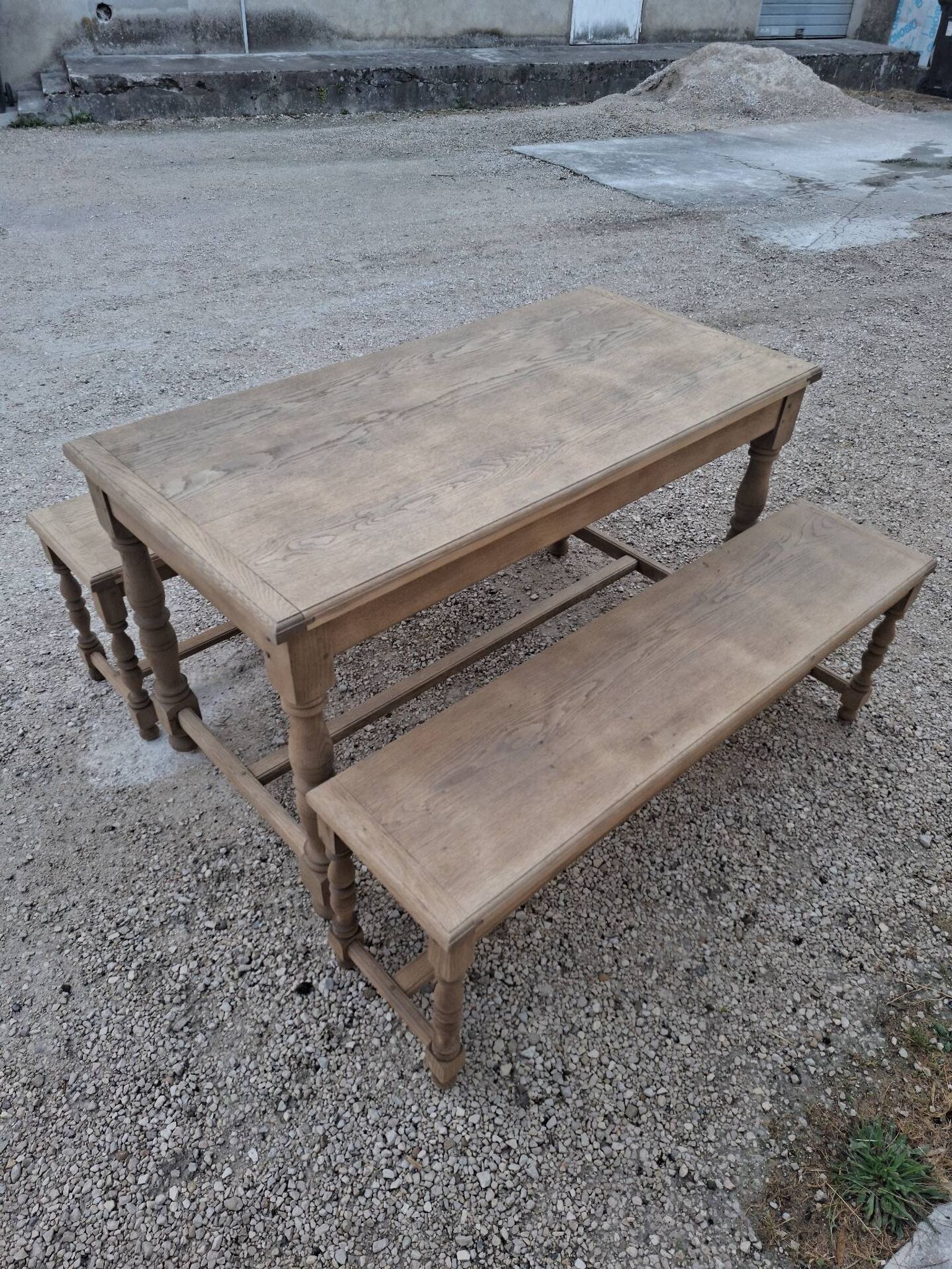 Paire de bancs de ferme rustique ancien entièrement Aérogommer