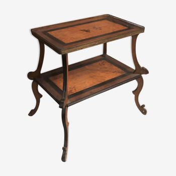 Old inlaid side table 19 th Tea table with 2 levels Wood