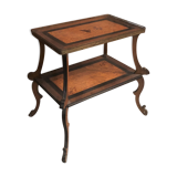 Old inlaid side table 19 th Tea table with 2 levels Wood