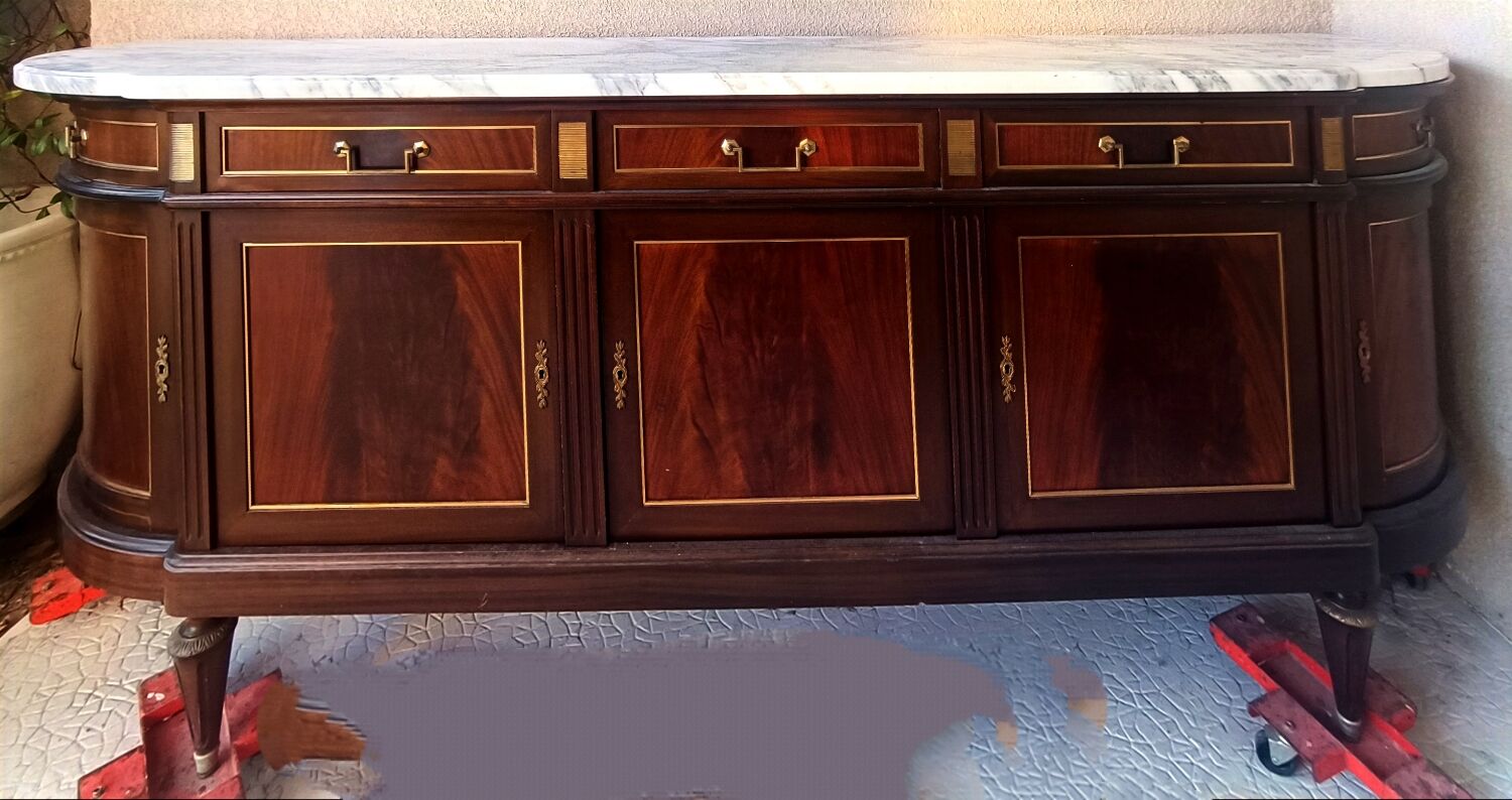 Buffet bar in solid walnut and marble