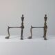 Paire de chenets en laiton au design zoomorphe vintage.