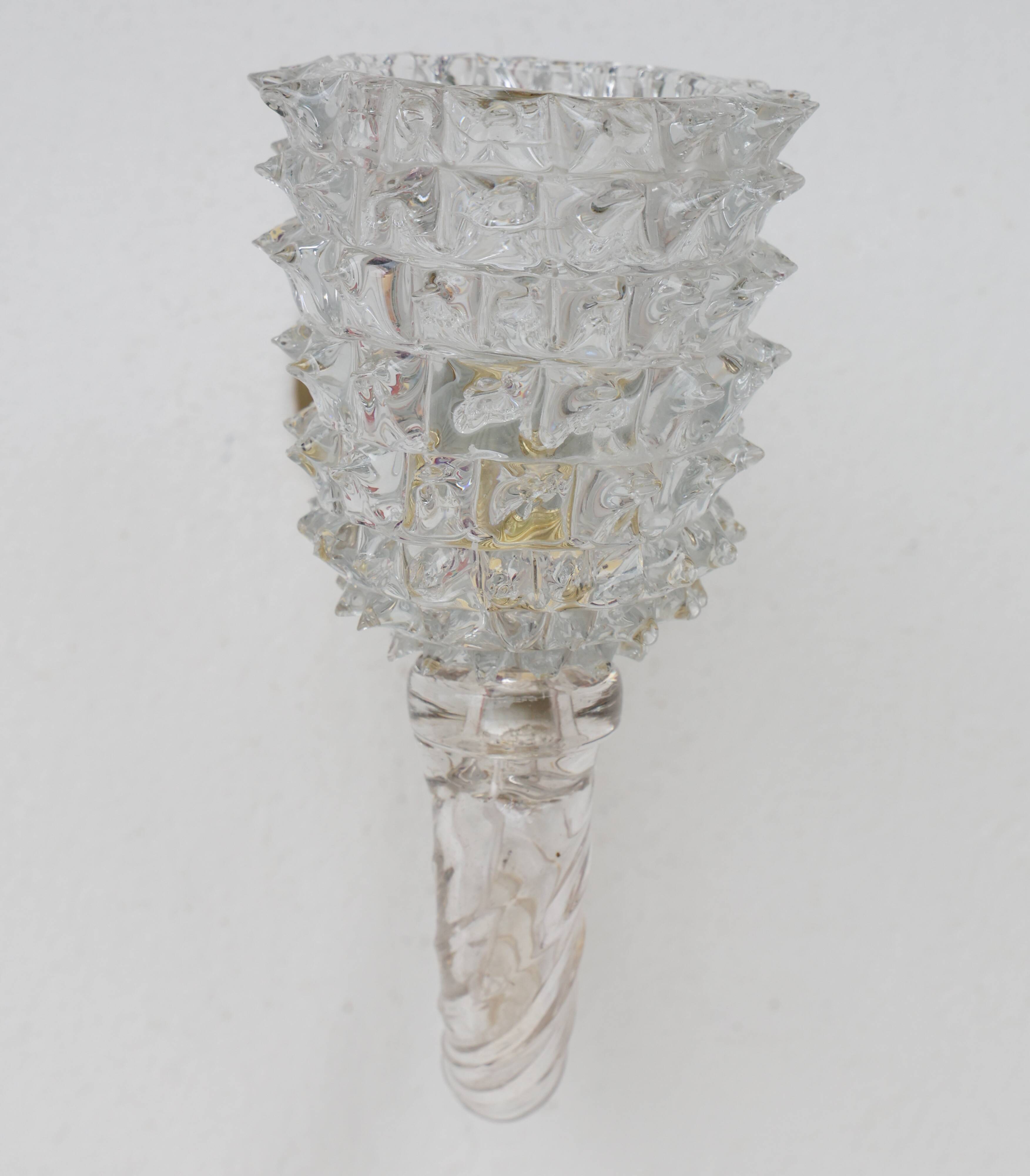Set of 2 Art Deco Wall Light in Murano Rostrato Glass by Barovier e Toso, 1