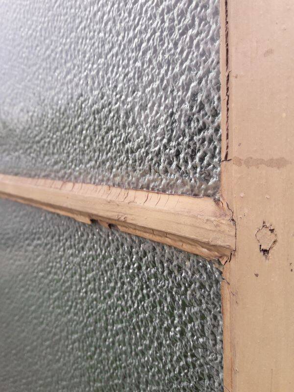 Pair of antique translucent glass sliding doors