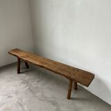 Brutalist bench in solid elm from the 50s