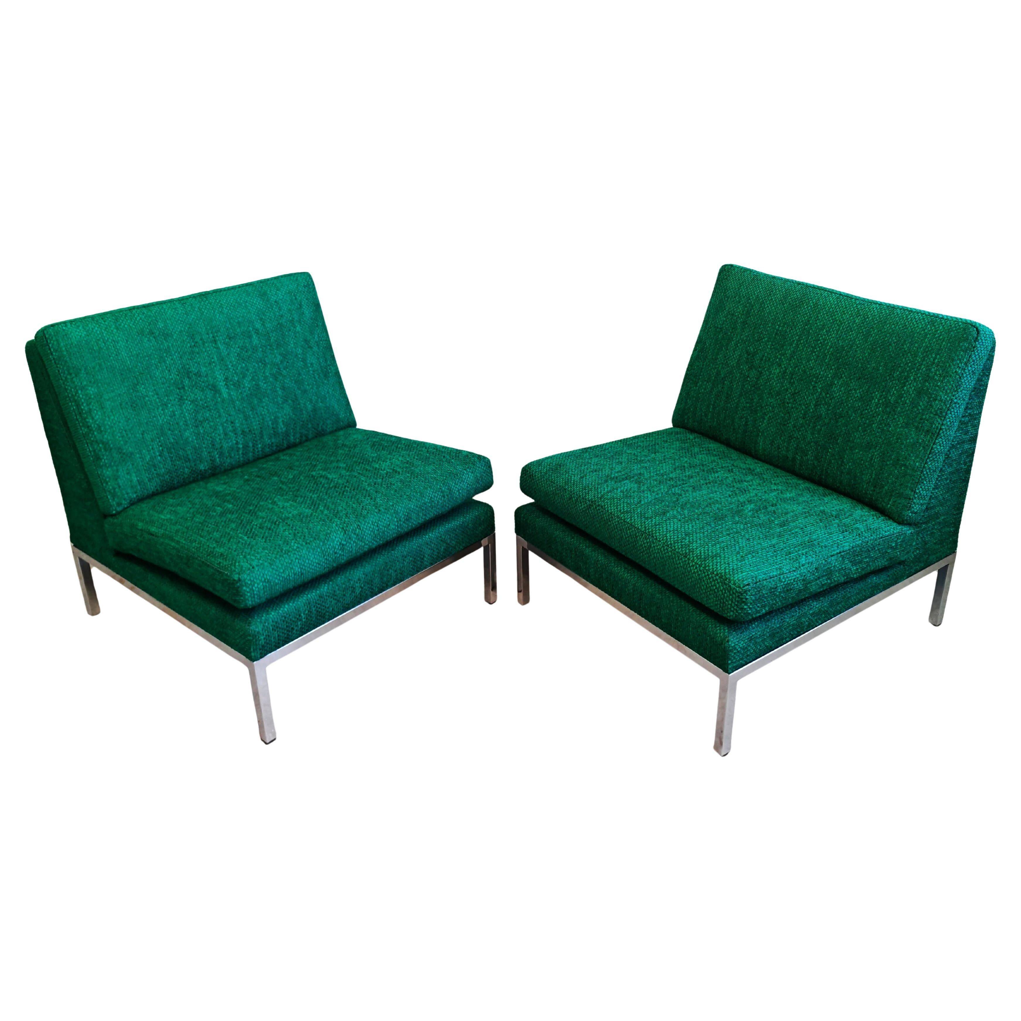 Paire de fauteuils slipper Mid Century Modern par Florence Knoll