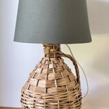 Vintage rattan demijohn lamp