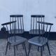 Set of 4 black laquered dining chairs