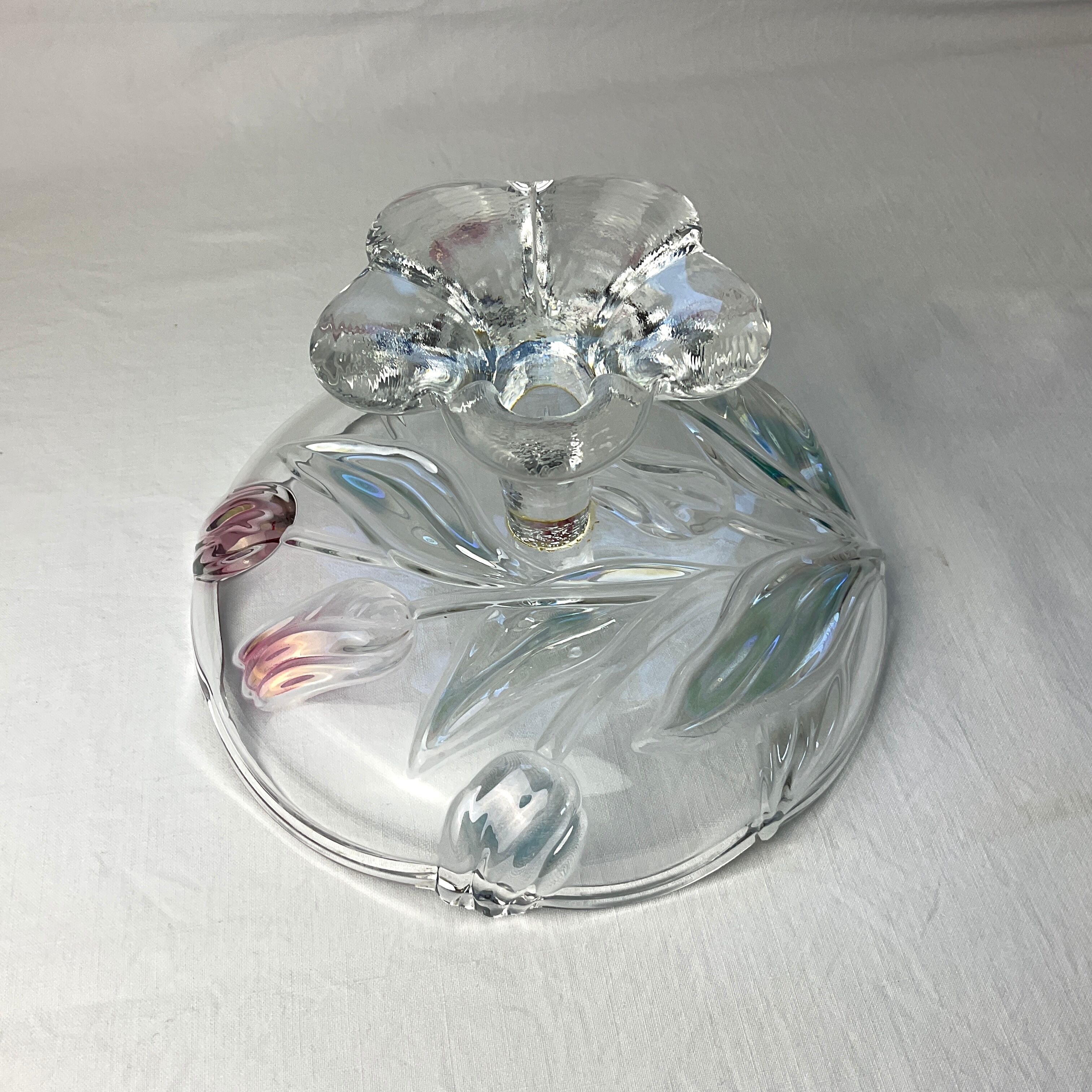 Colored glass dish on foot Walther glass