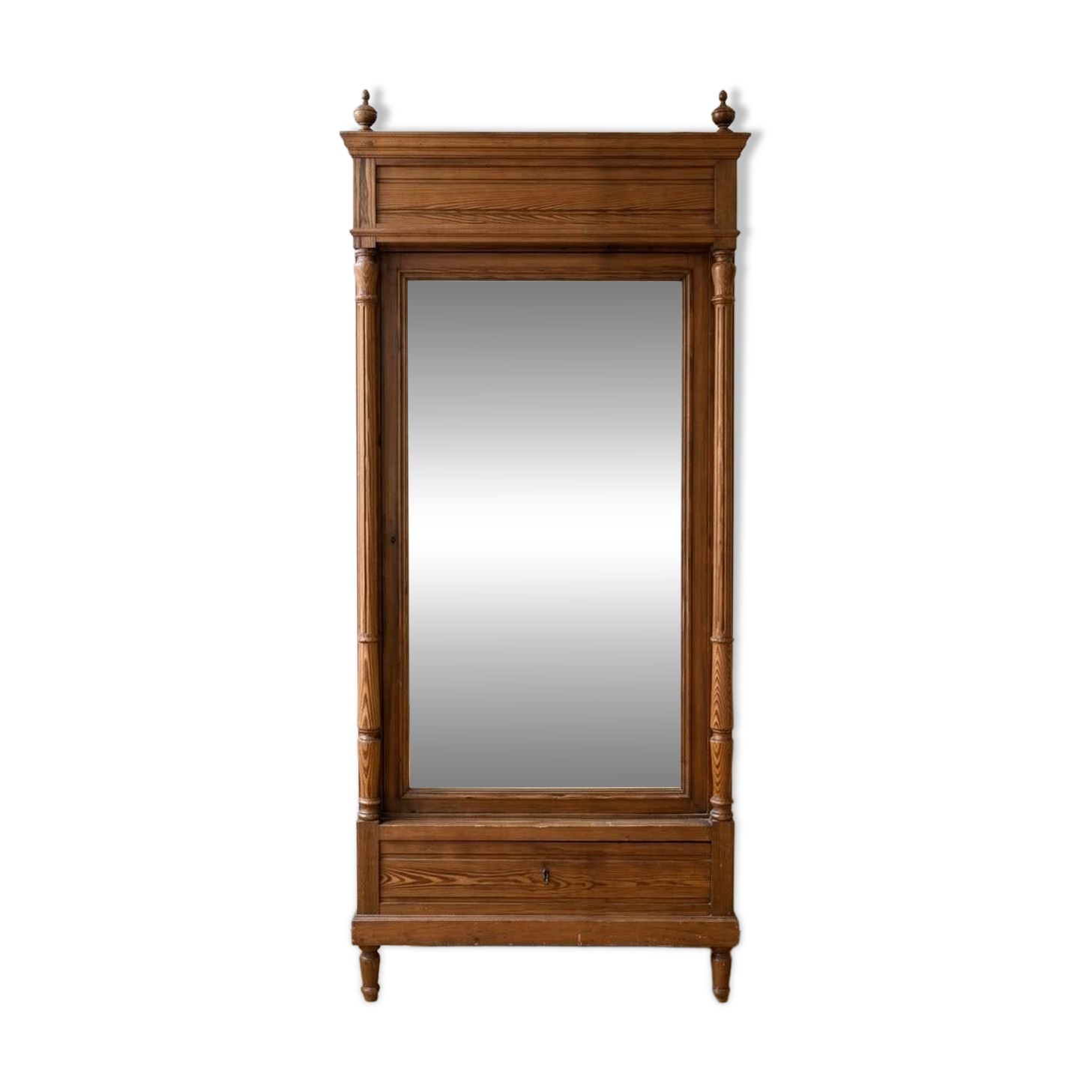 Antique solid wood wardrobe with mirror