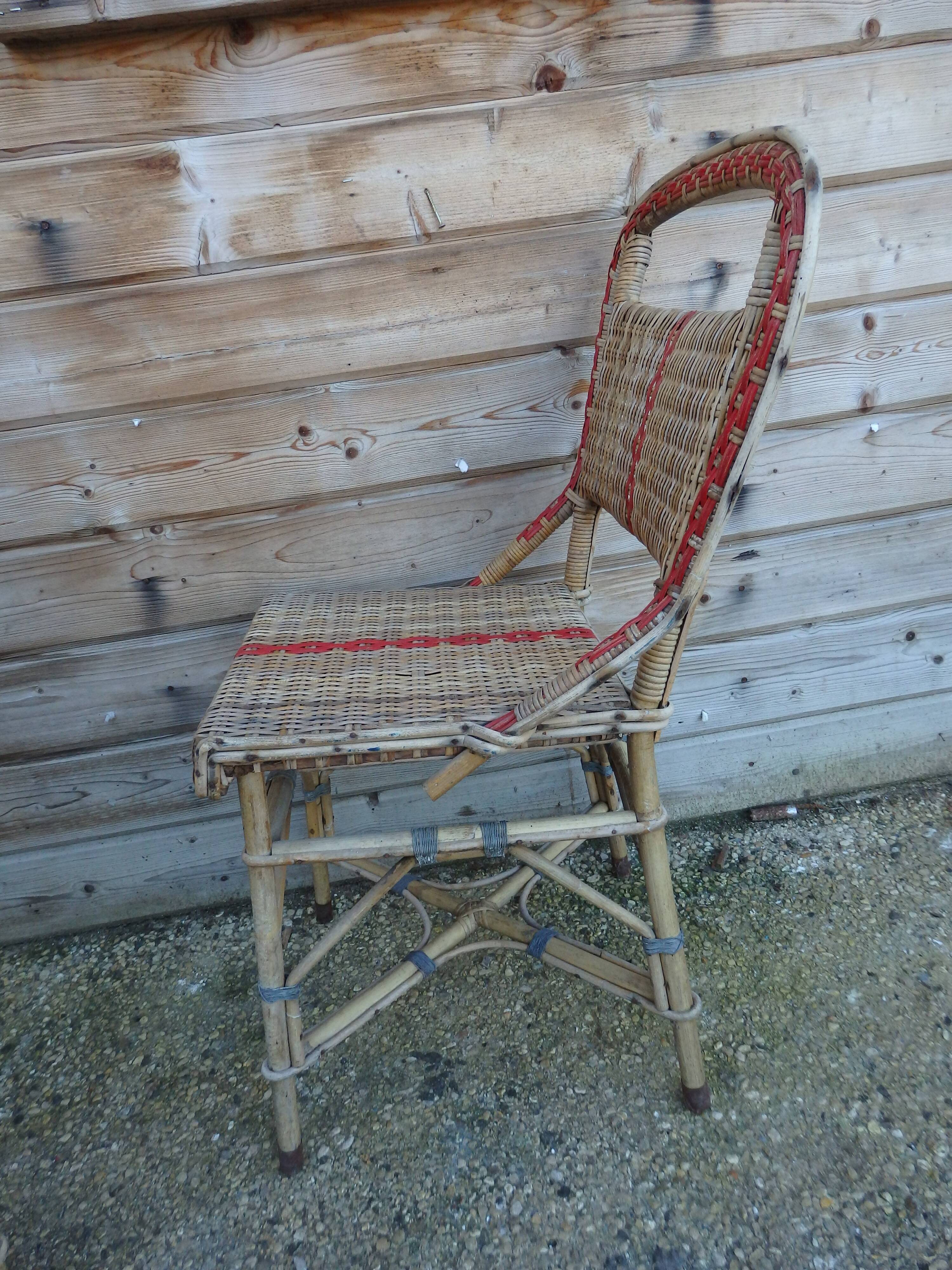 Pair of vintage rattan bistro chairs