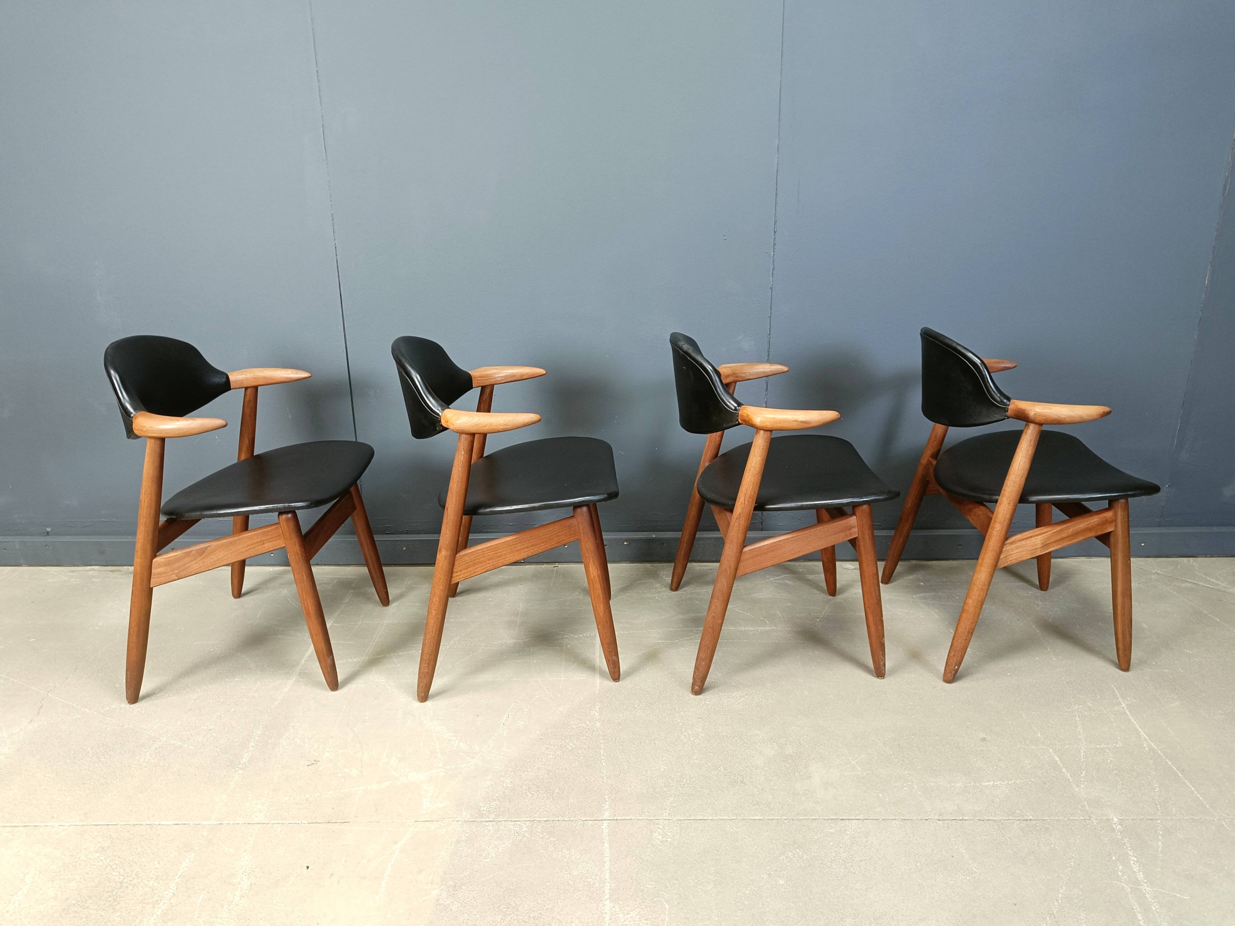 Vintage Cowhorn Dining Chairs by Tijsseling Meubelfabriek, Hulmefa, 1960s,