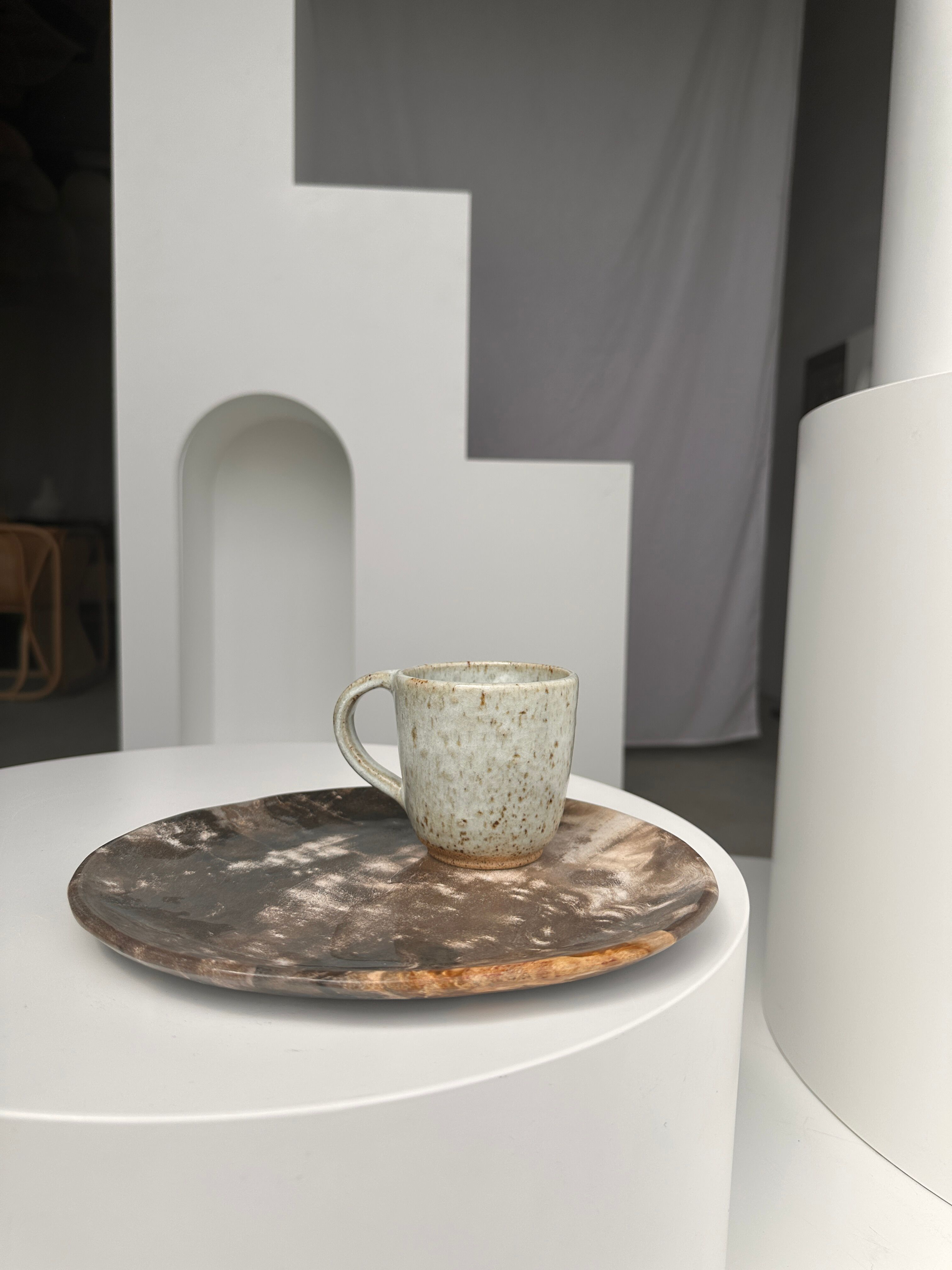 Dish in petrified wood