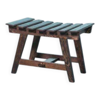 Bohemian footrest in wenge, 1970s Japandi stool