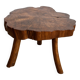 Table basse brutaliste tranche d'orme tripode 1960