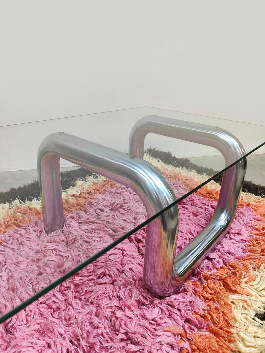 Vintage Italian design tube coffee table 1980