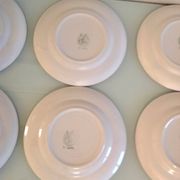 Set of six Moulin des Loups dessert plates, Nappe green model/ 50s-60s
