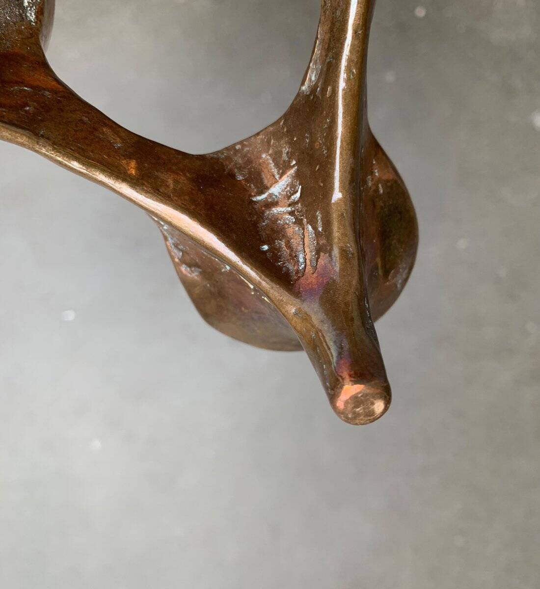 Vintage German brutalist metal candlestick by Harjes