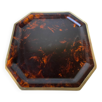 Grand plateau vintage en lucite écaille de tortue Dior Home