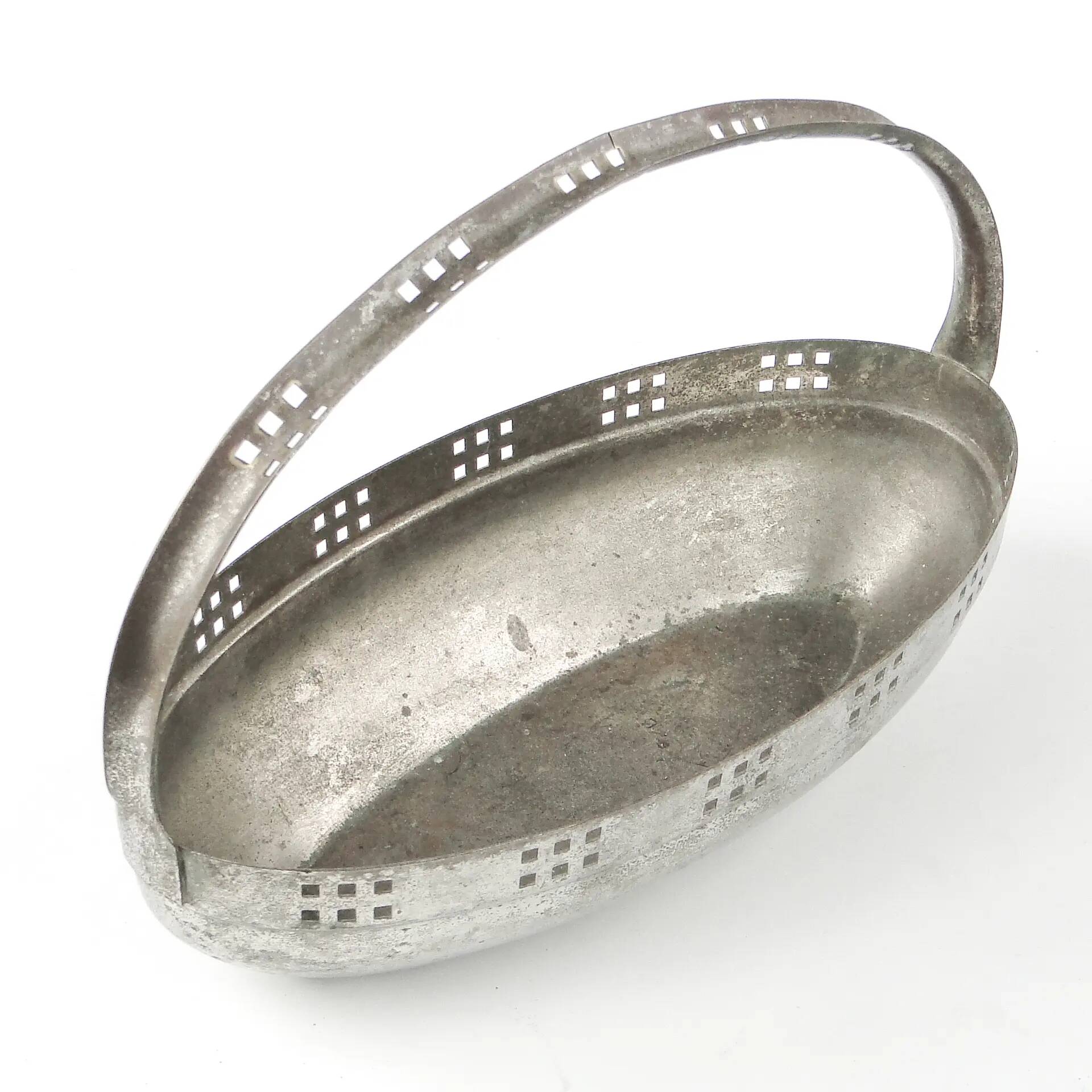 Viennese Secession nut basket, silver-plated brass, Austria, early 20th century