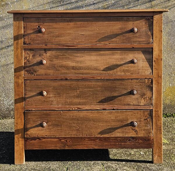 Commode ancienne en bois massif ciré – charme rustique,  circa 1880–1920