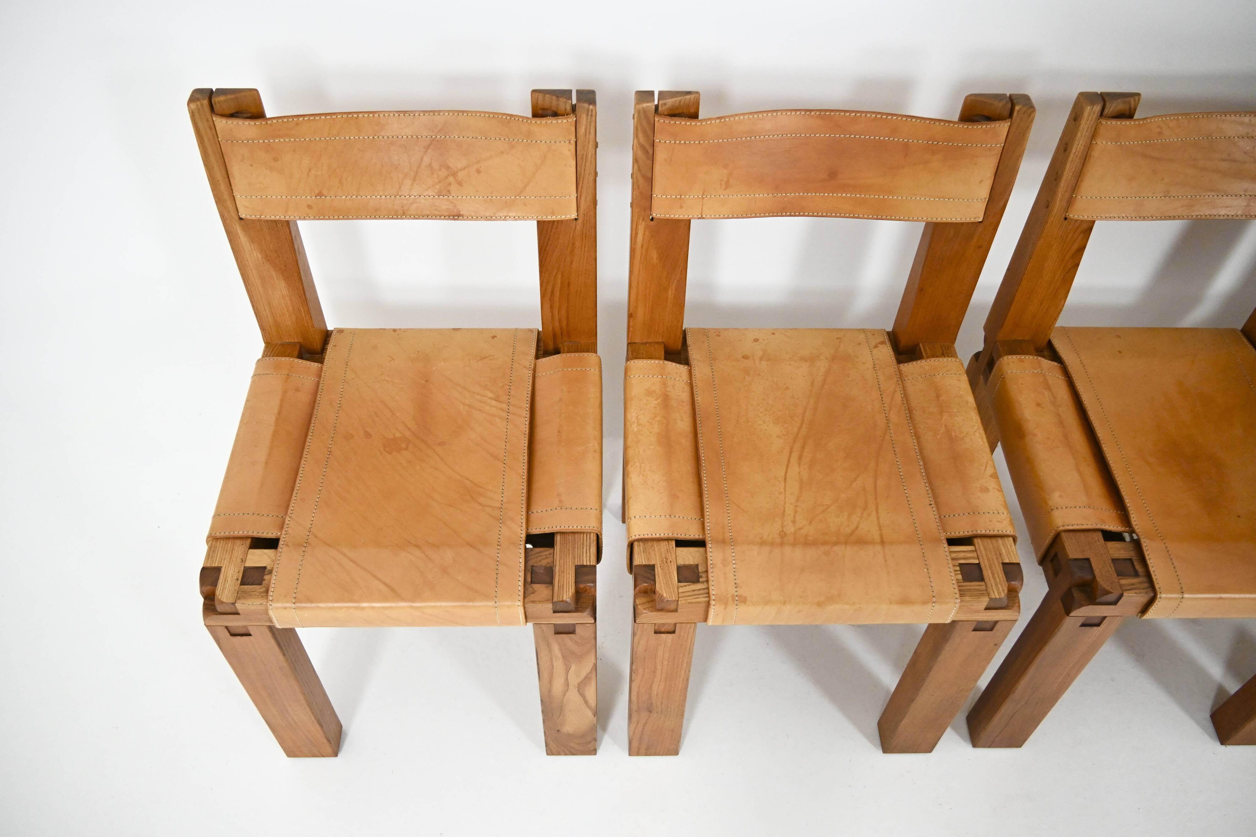 Set of 6 "S11" dining chairs by Pierre Chapo, 1966