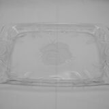 Plateau verre décor roses vintage french glass tray