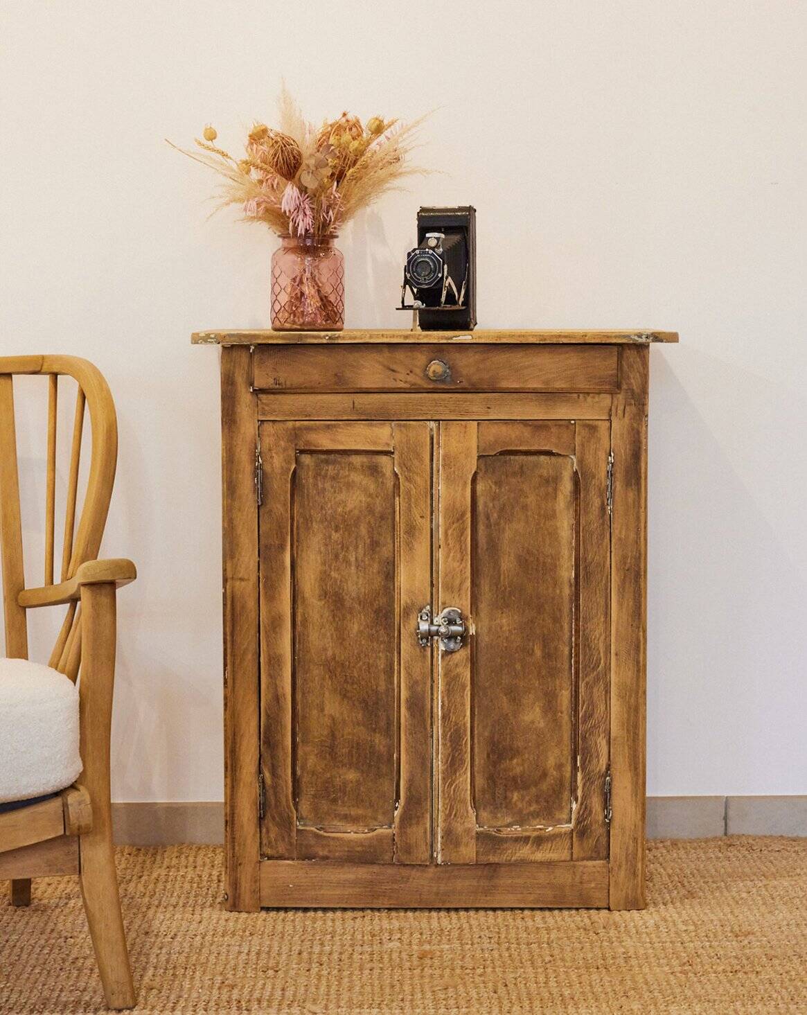 Patinated wooden Parisian sideboard