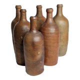 Set of 6 hand-turned stoneware bottles, 31 cm