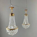 Pair of bronze and crystal chandelier pendants, late 19th century.