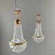 Pair of bronze and crystal chandelier pendants, late 19th century.