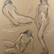 Charcoal painting signed study “the three women”