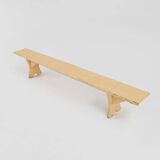 Rustic hand crafted Beige Wooden Bench, France, 1900s