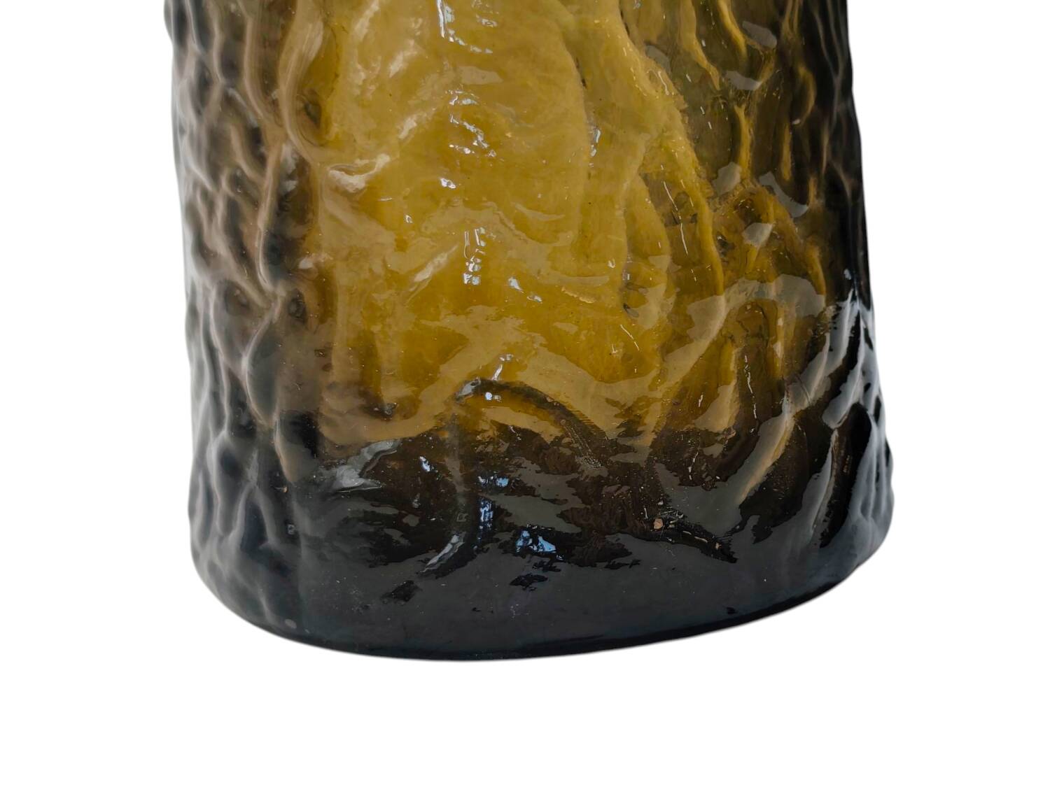 Vintage 1970s Art Glass Vase - Textured Amber Gradient Design
