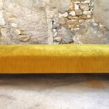 Convertible sofa in golden yellow velvet