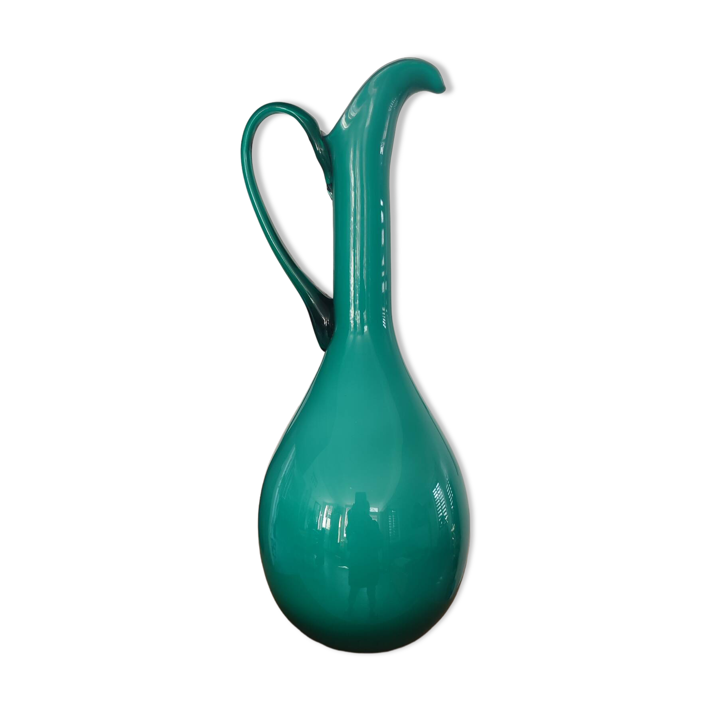 Vintage double glass vase-jug from Empoli (38 cm)