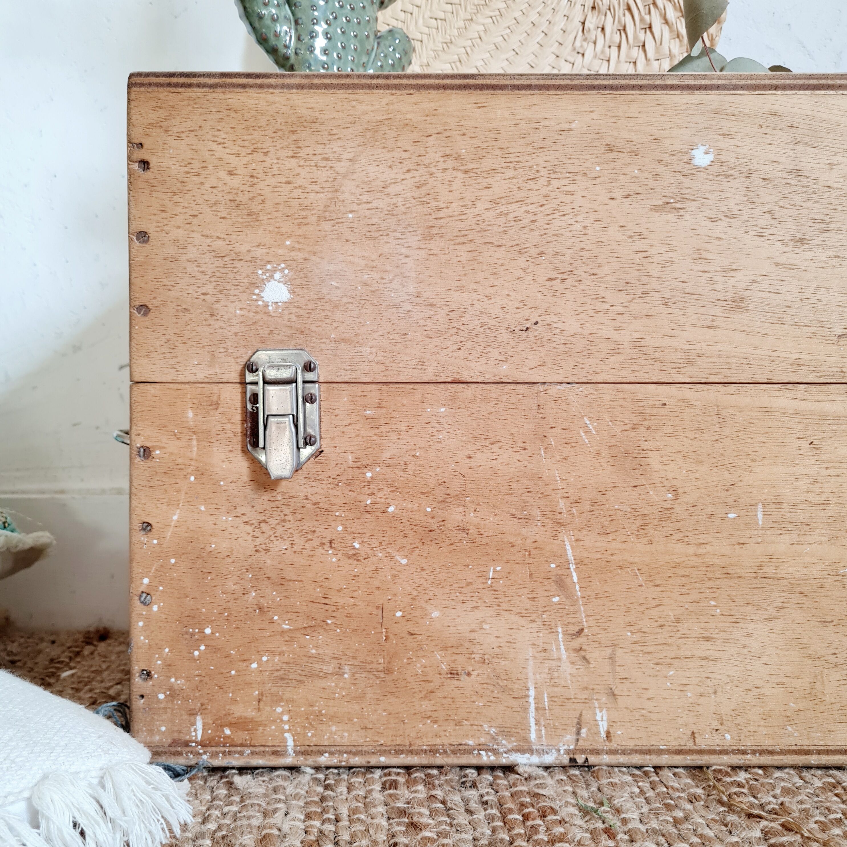 Trunk old wooden trunk with compartmentalized lockers
