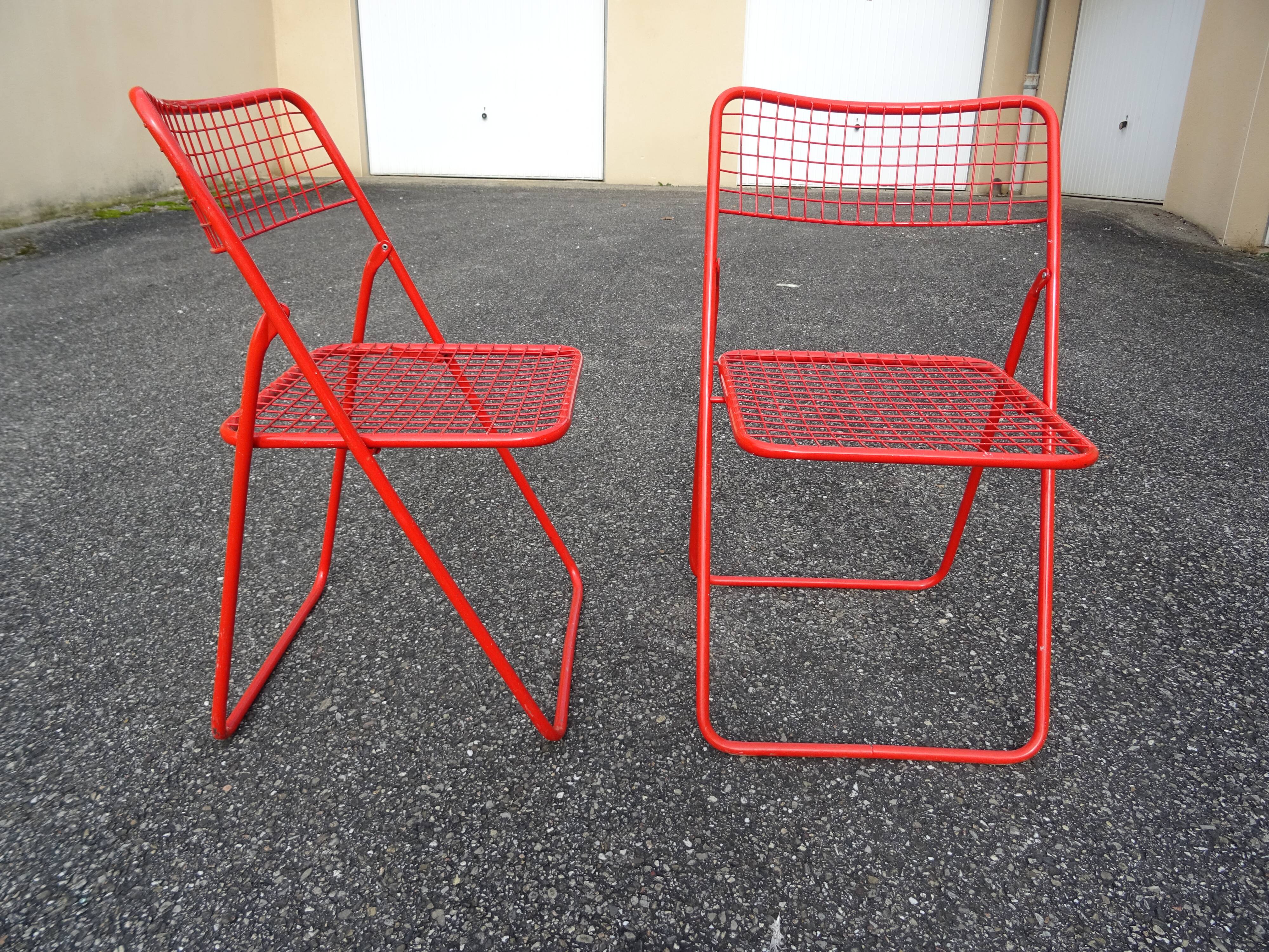 Pair of folding chairs Ted Net N. Gamelgaard 80s Ikéa