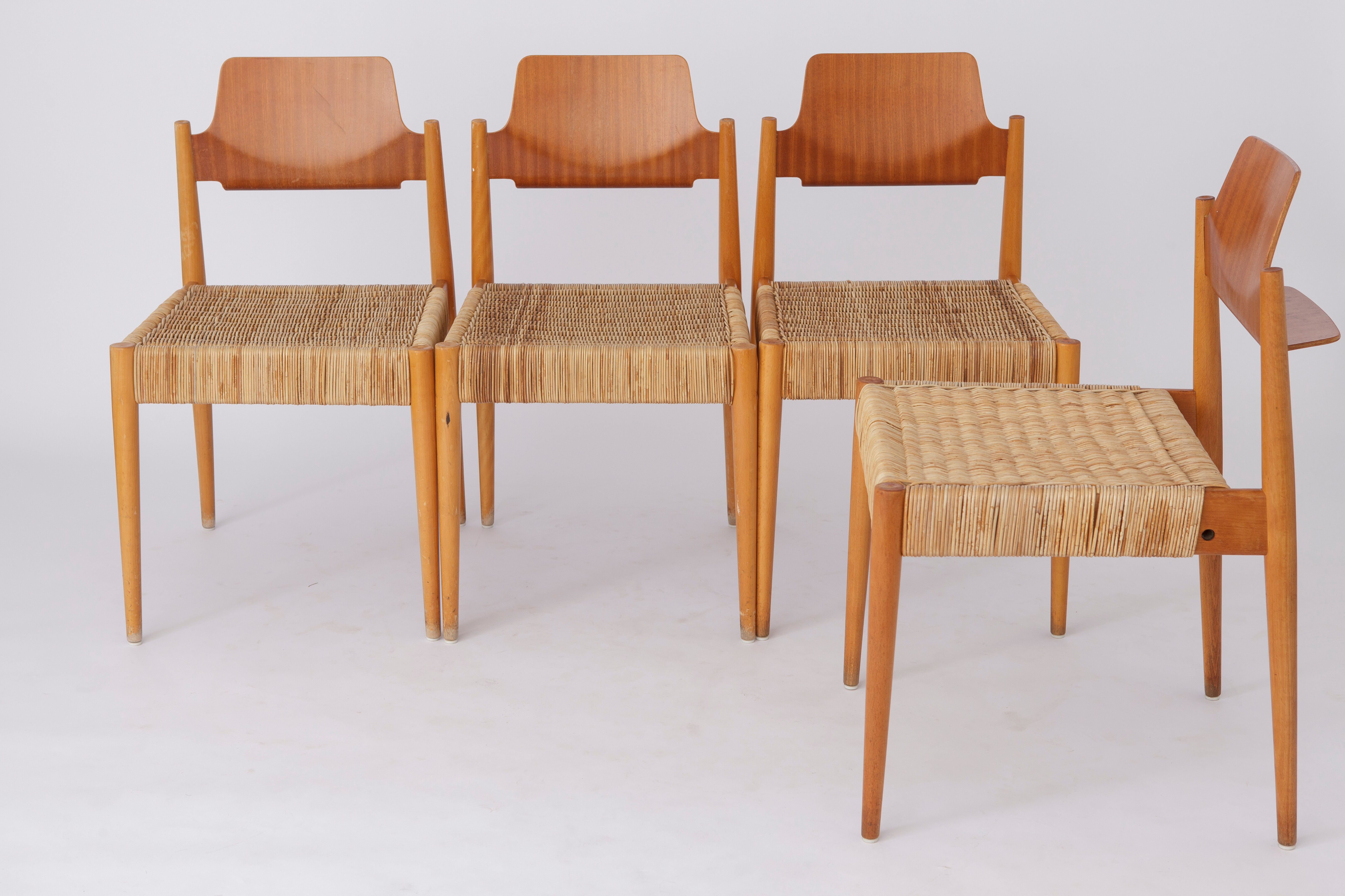 4 vintage chairs by Egon Eiermann bauhaus, Germany, 1950s