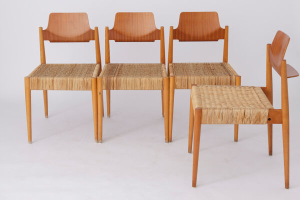 4 chaises vintage par Egon Eiermann Bauhaus, Allemagne, années 1950